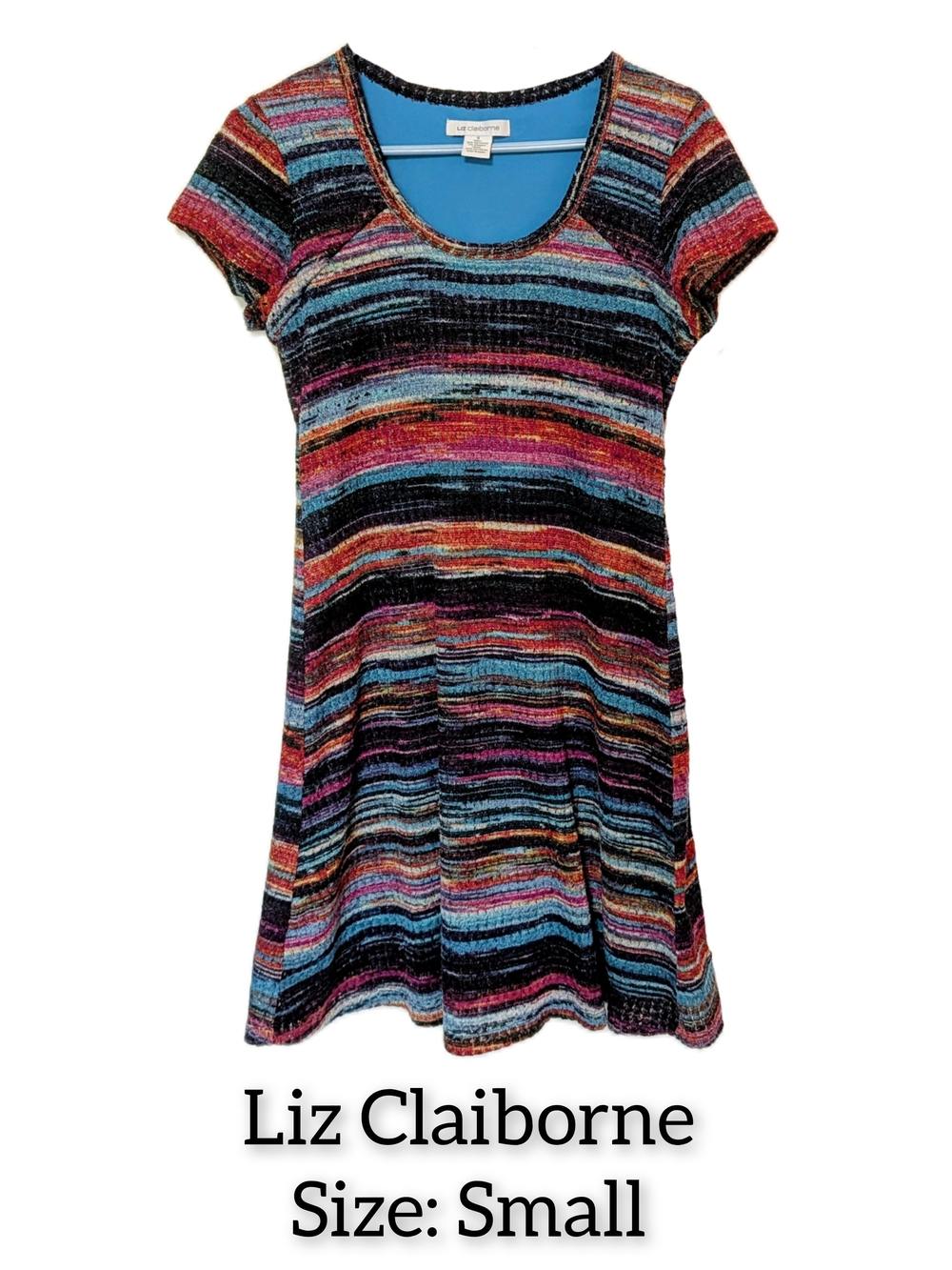 Liz Claiborne Striped Knit Dress - Black, Blue & Pink